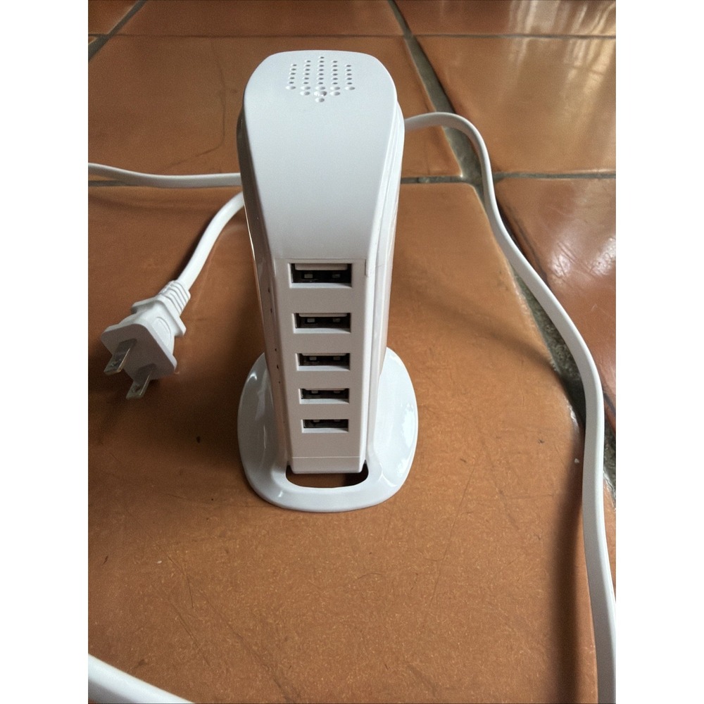 Moveforest 5-Port USB Charging Station Desktop Charger 5V 4A White w/ Cord